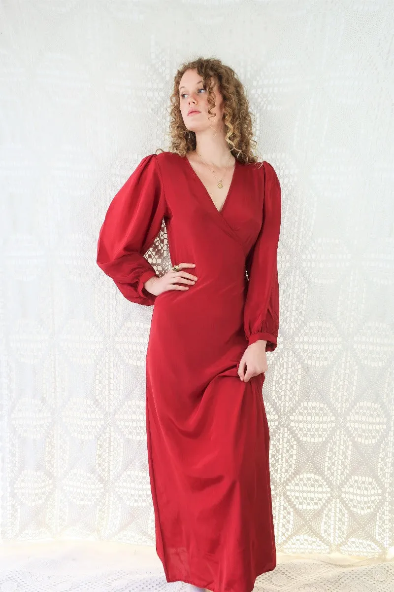 25% OFF Khroma Lola Wrap Dress in Ruby Red