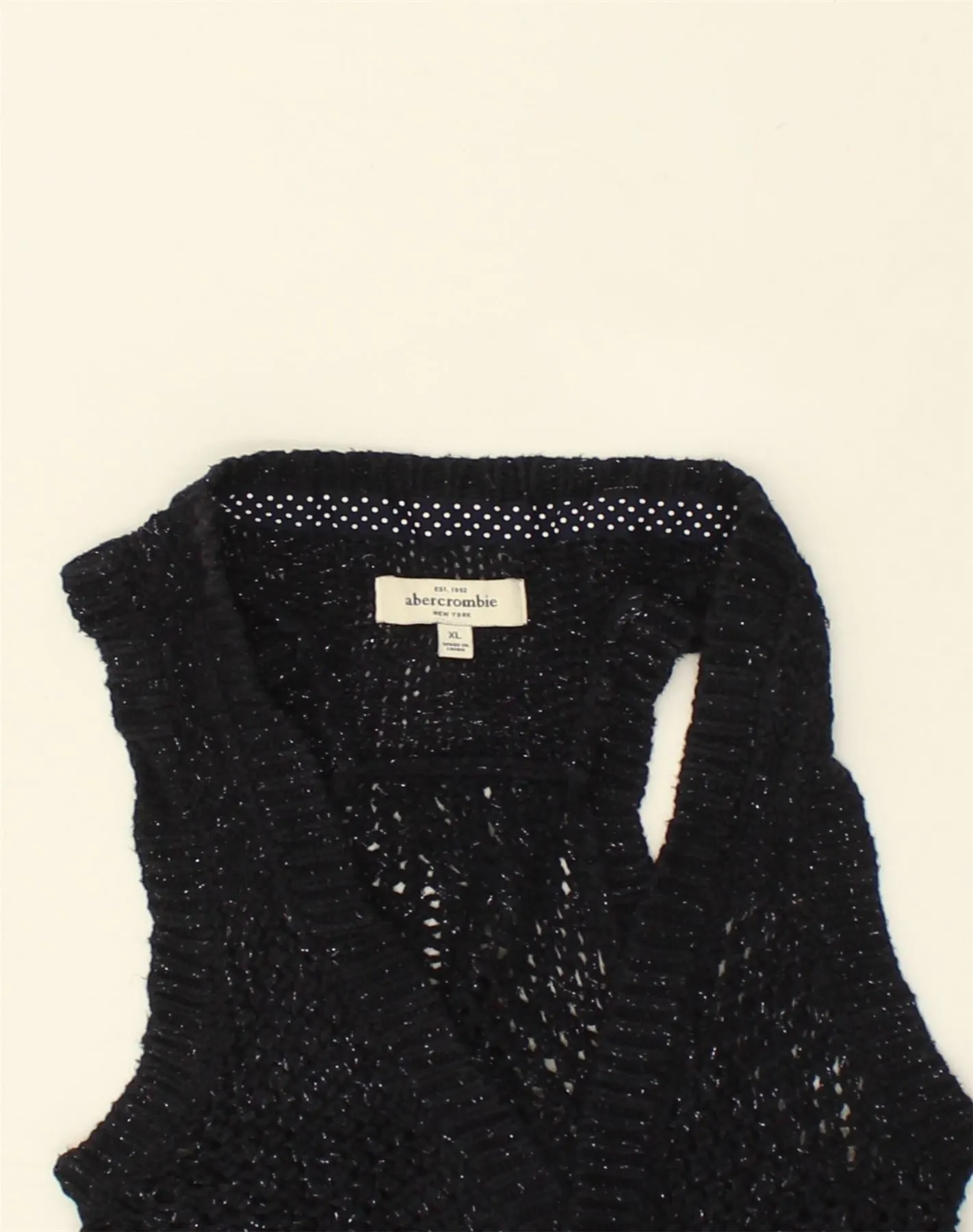 ABERCROMBIE & FITCH Womens Crop Sleeveless Cardigan Sweater UK 18 XL Black