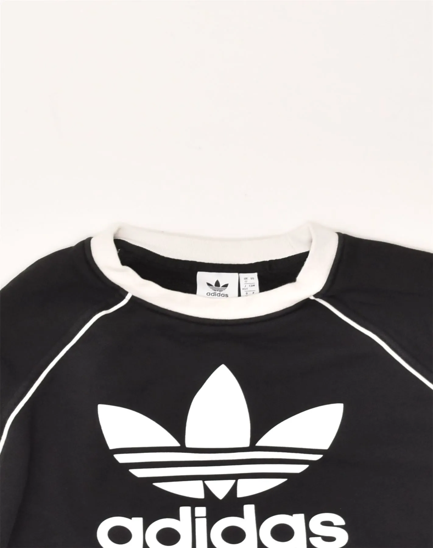 ADIDAS Womens Graphic Crop Sweatshirt Jumper UK 12 Medium  Black Cotton