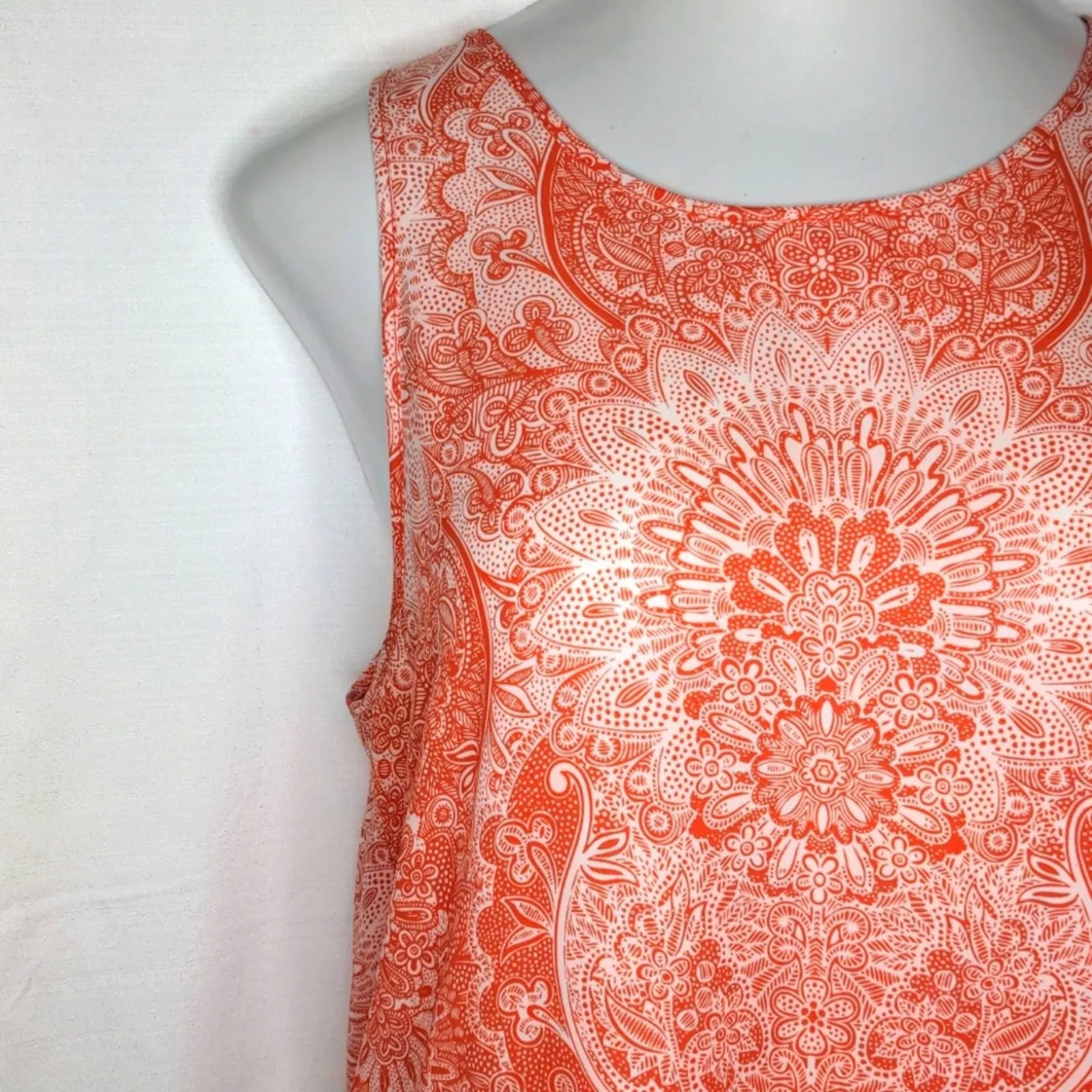 ALYA Orange Boho Eyelet Tank Cutout Bottom Edge Large