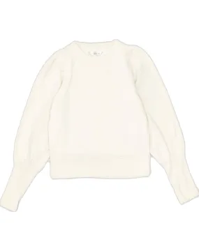 BANANA REPUBLIC Womens Crop Sweatshirt Jumper UK 10 Small Off White Cotton
