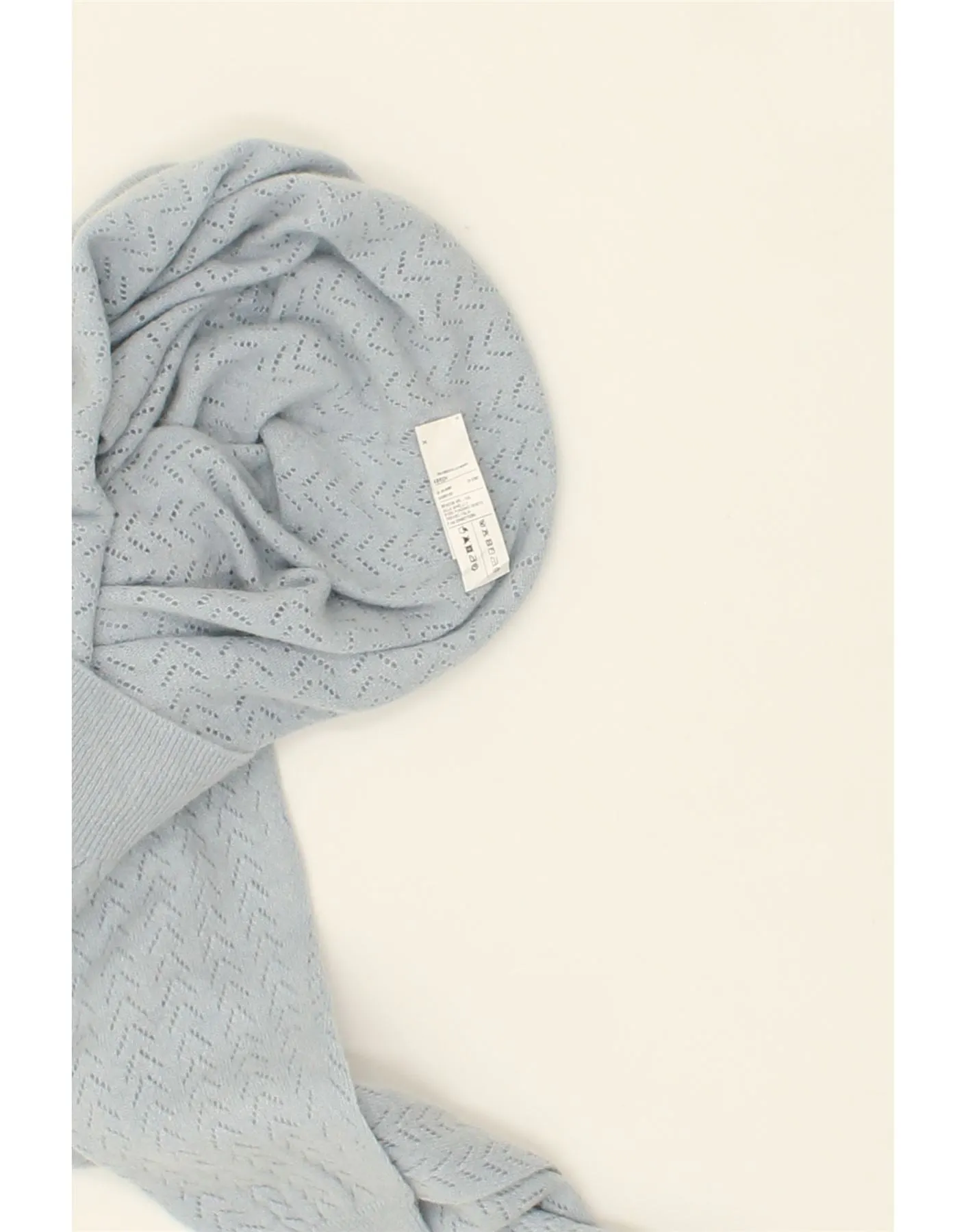 BENETTON Womens Crop Boat Neck Jumper Sweater UK 6 XS Blue Angora