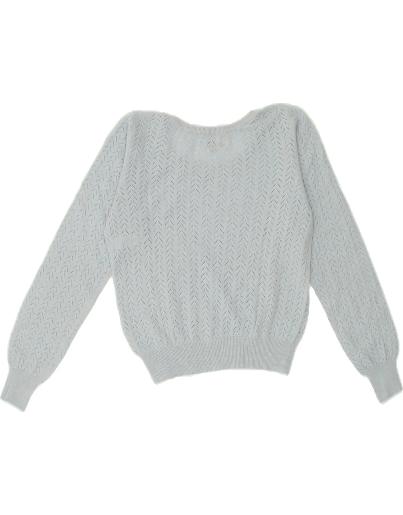BENETTON Womens Crop Boat Neck Jumper Sweater UK 6 XS Blue Angora