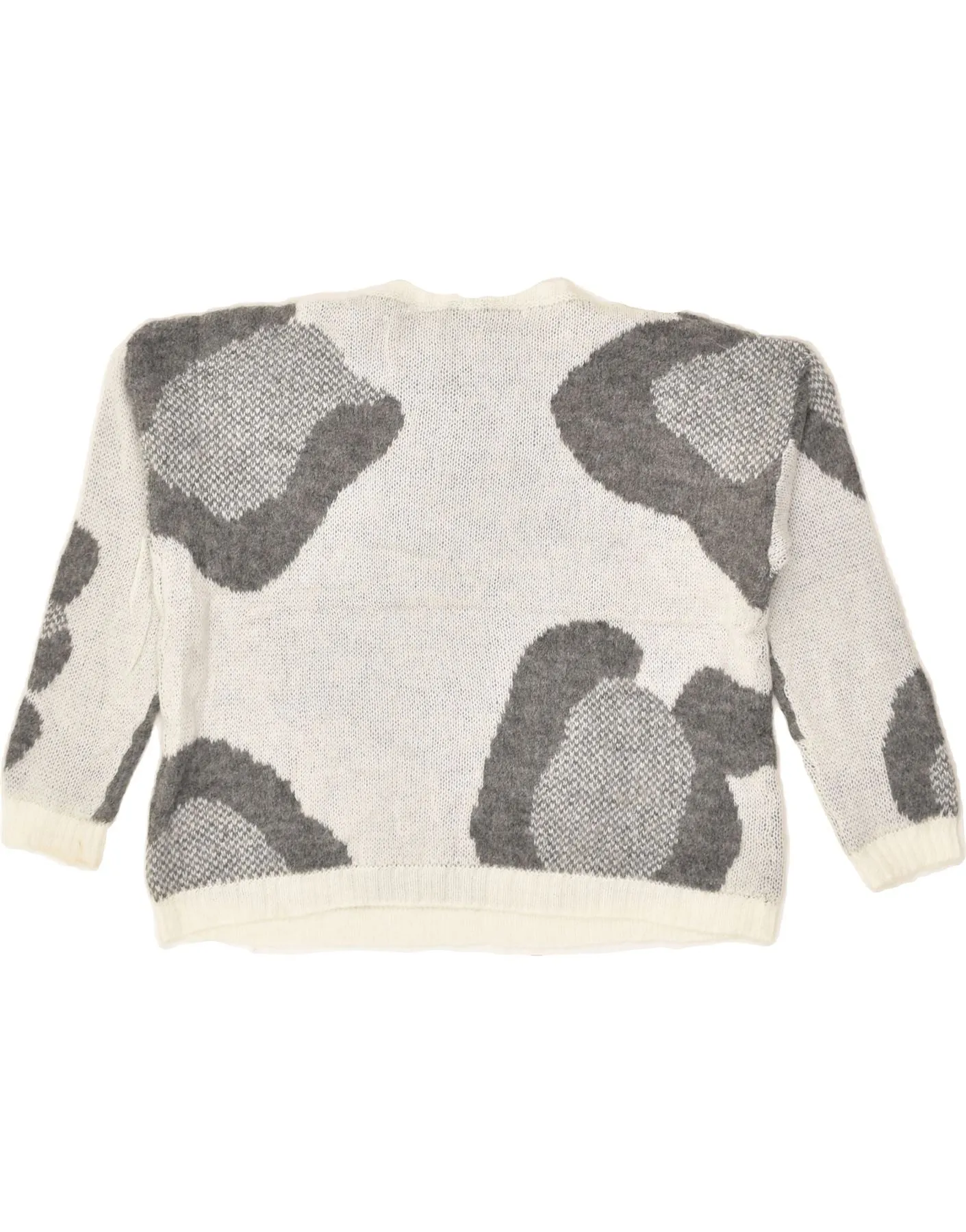 BENETTON Womens Crop Crew Neck Jumper Sweater UK 12 Medium Grey