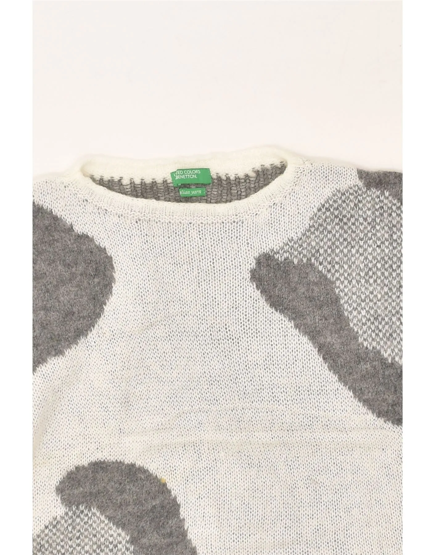 BENETTON Womens Crop Crew Neck Jumper Sweater UK 12 Medium Grey