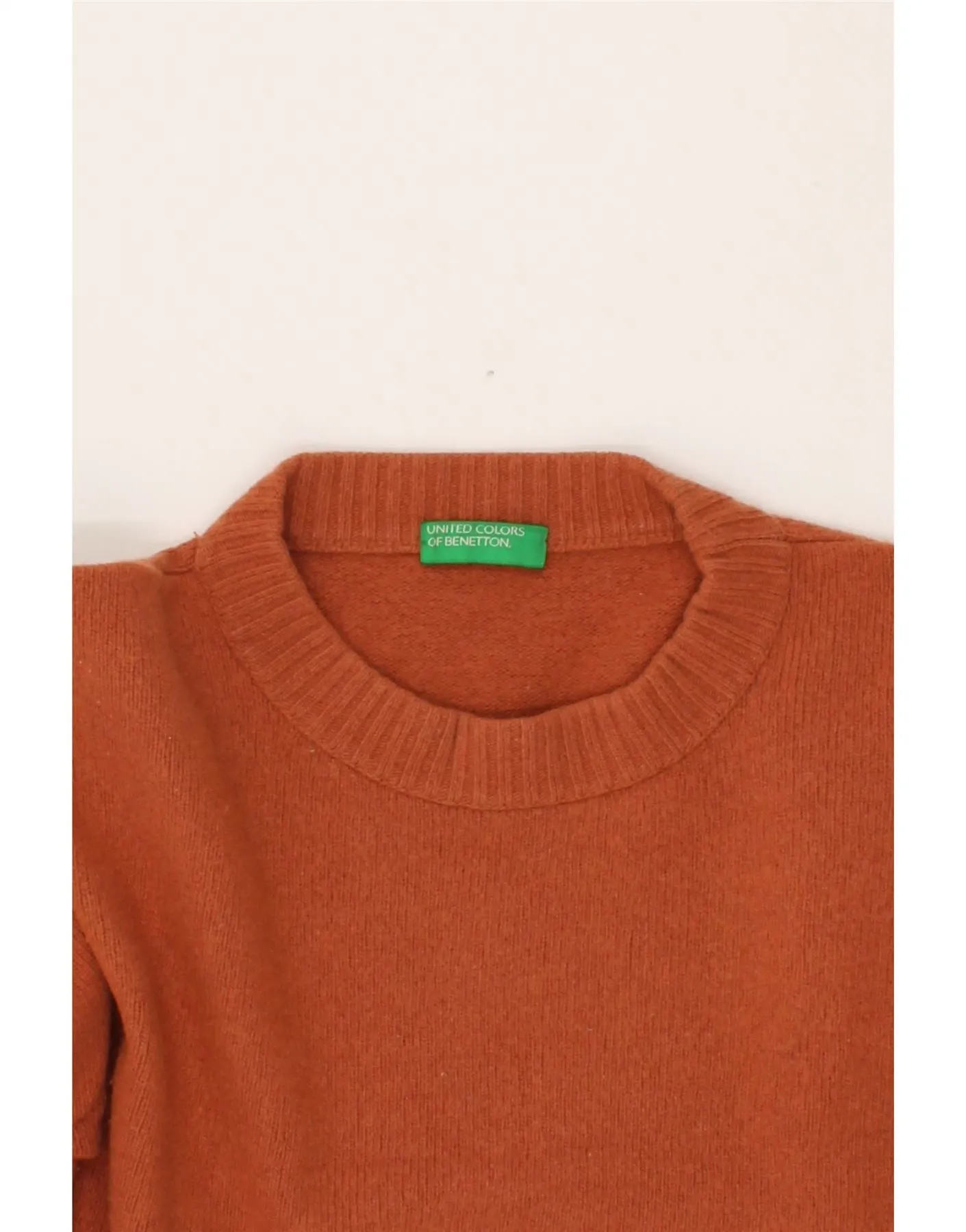 BENETTON Womens Crop Crew Neck Jumper Sweater UK 20 2XL Orange