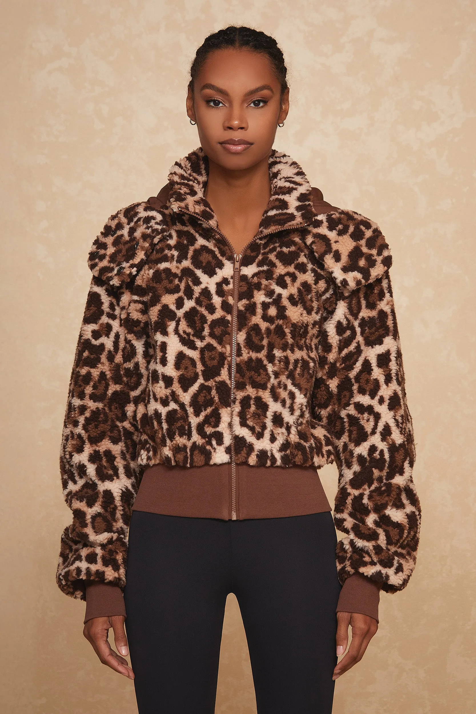 Bianca Sherpa Jacket - Leopard