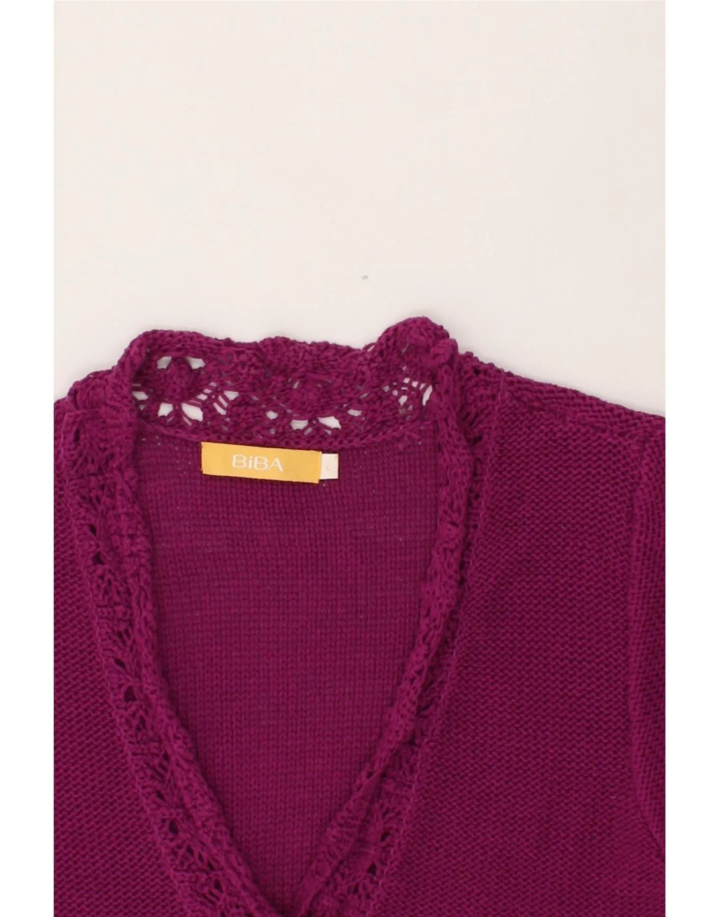 BIBA Womens Crop Short Sleeve Cardigan Sweater UK 14 Large Pink Cotton