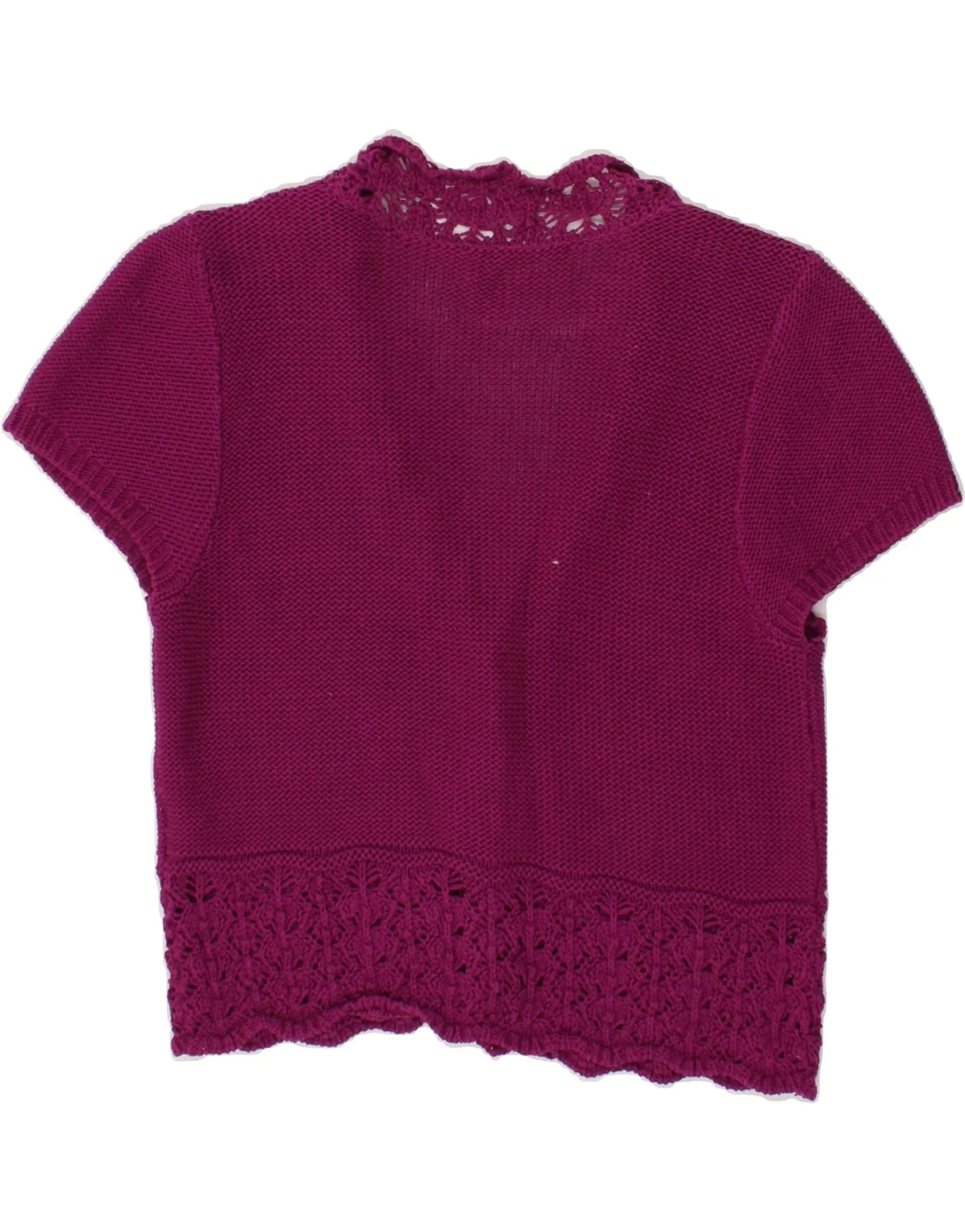 BIBA Womens Crop Short Sleeve Cardigan Sweater UK 14 Large Pink Cotton