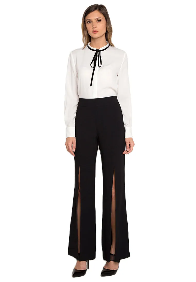 Black Flared Slit Trousers