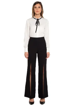 Black Flared Slit Trousers