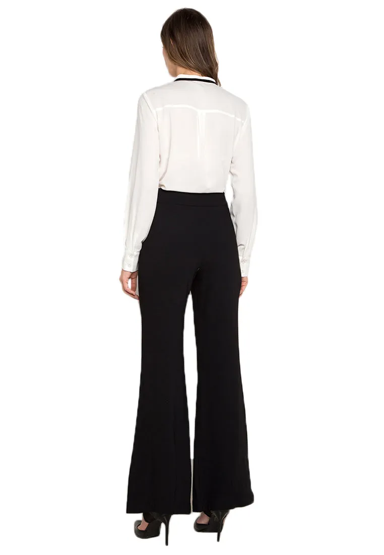 Black Flared Slit Trousers