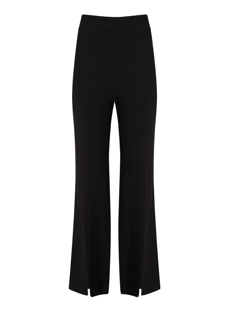 Black Flared Slit Trousers