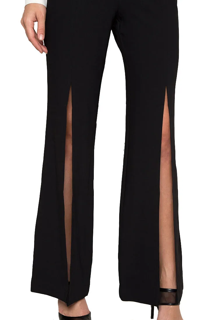 Black Flared Slit Trousers