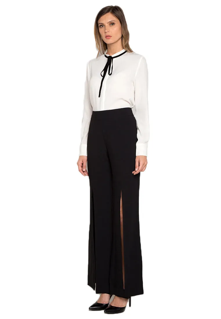 Black Flared Slit Trousers