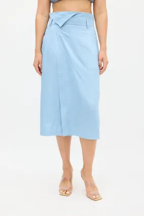 Blue Wrap Midi Skirt