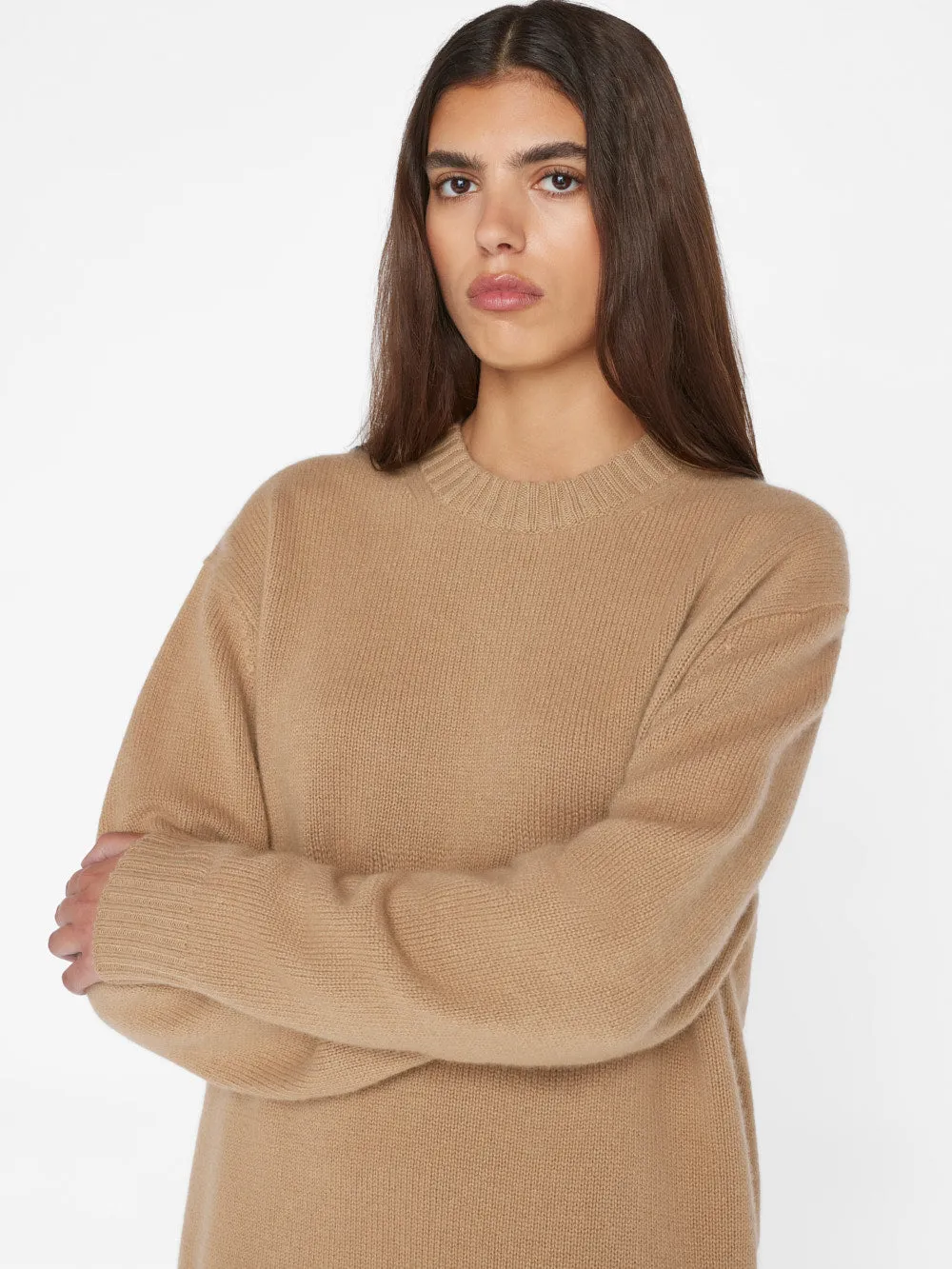 Boyfriend Cashmere Crew -- Light Camel