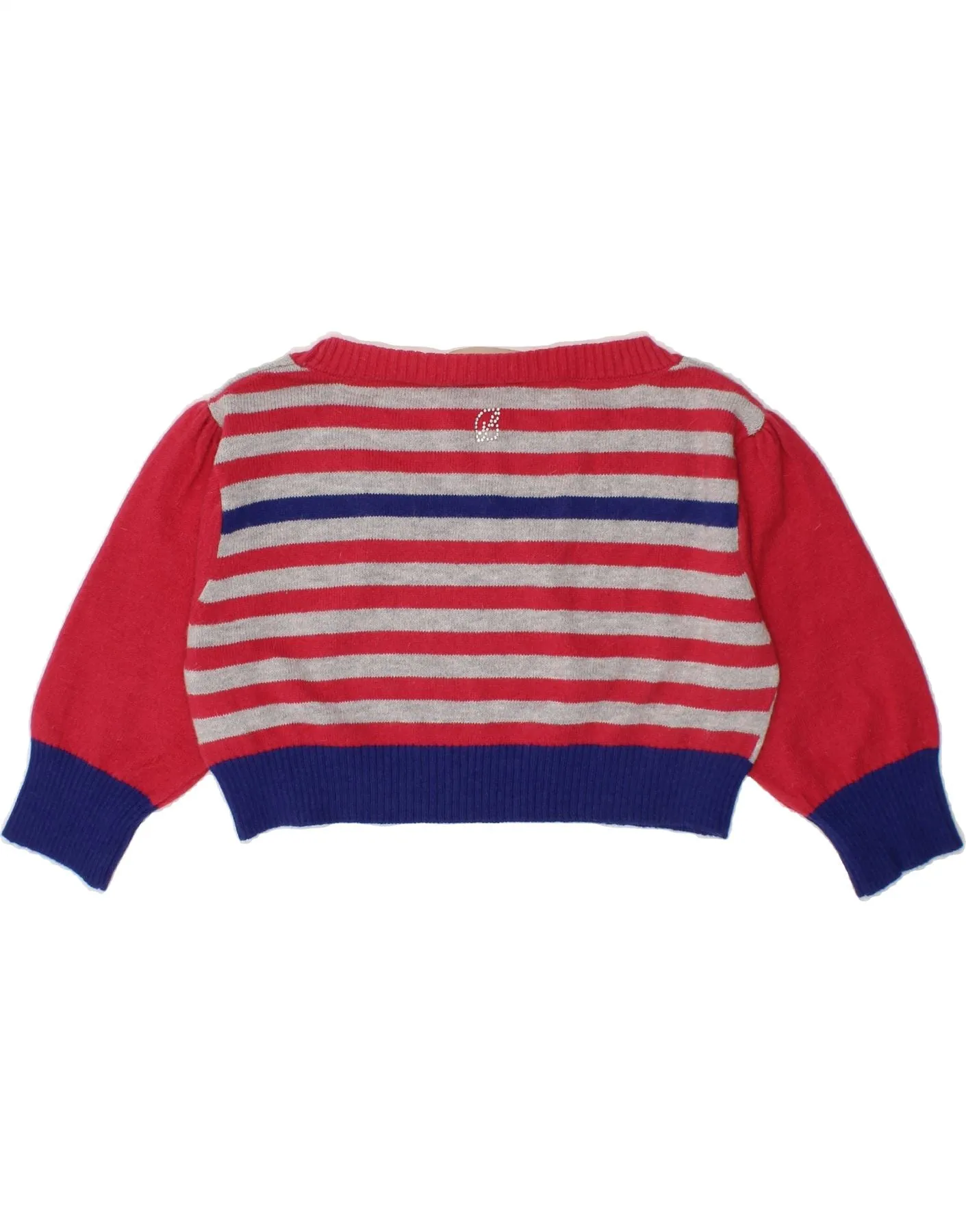 BRUMS Girls Crop Boat Neck Jumper Sweater 4-5 Years Multicoloured Striped