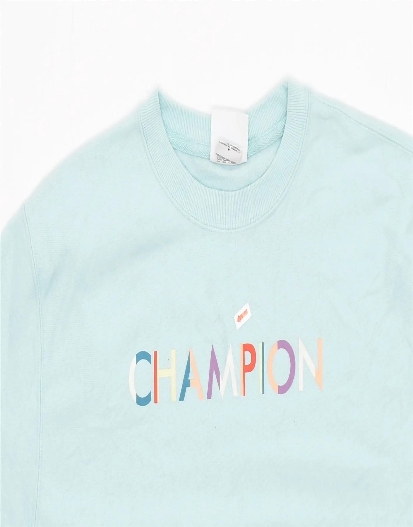 CHAMPION Womens Crop Graphic Sweatshirt Jumper UK 12 Medium Turquoise