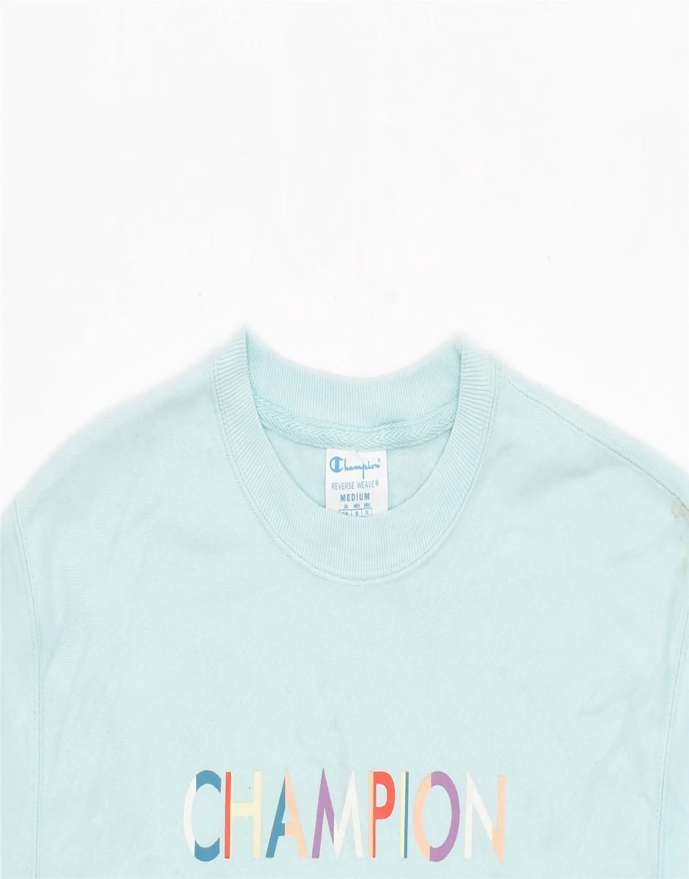 CHAMPION Womens Crop Graphic Sweatshirt Jumper UK 12 Medium Turquoise
