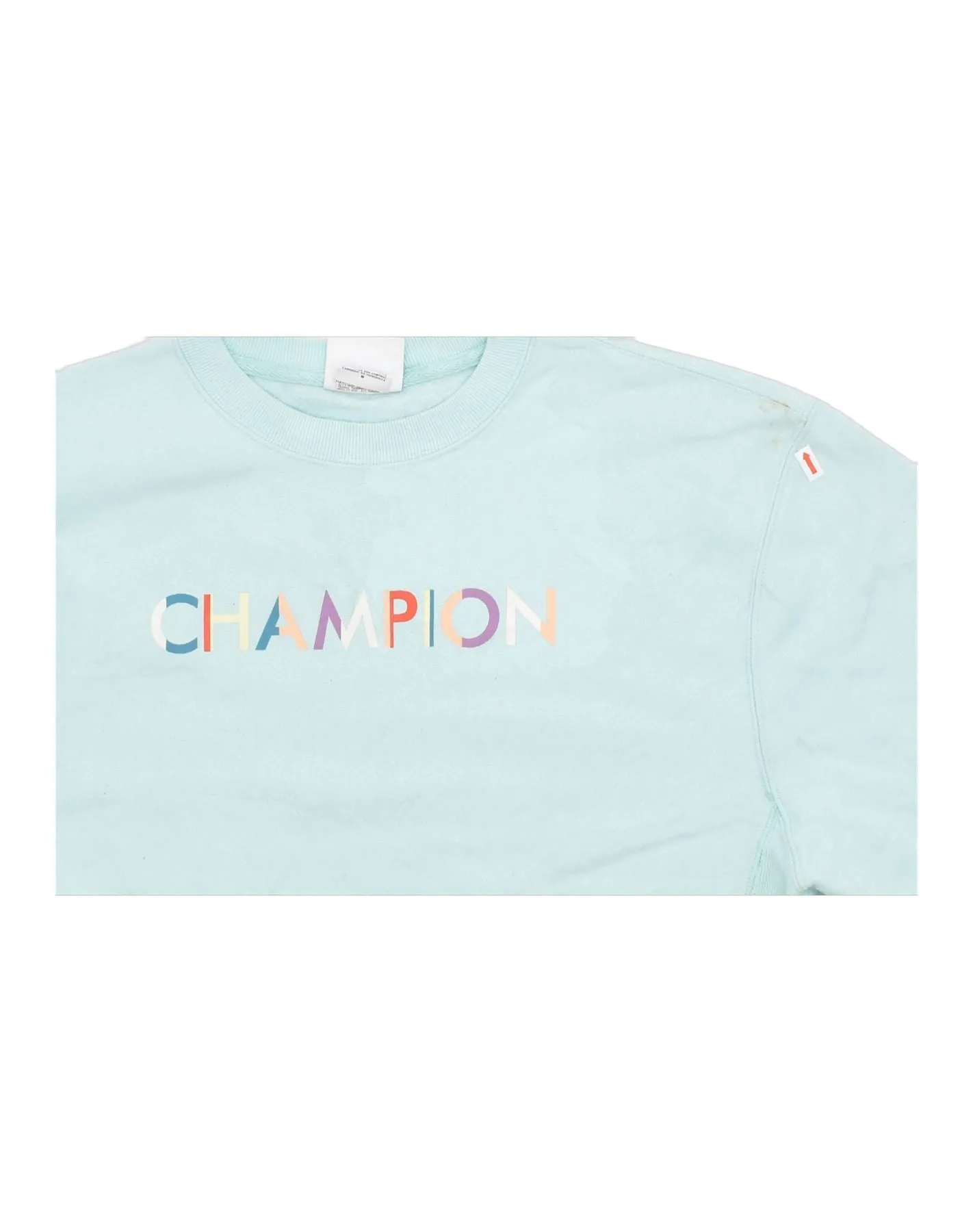 CHAMPION Womens Crop Graphic Sweatshirt Jumper UK 12 Medium Turquoise