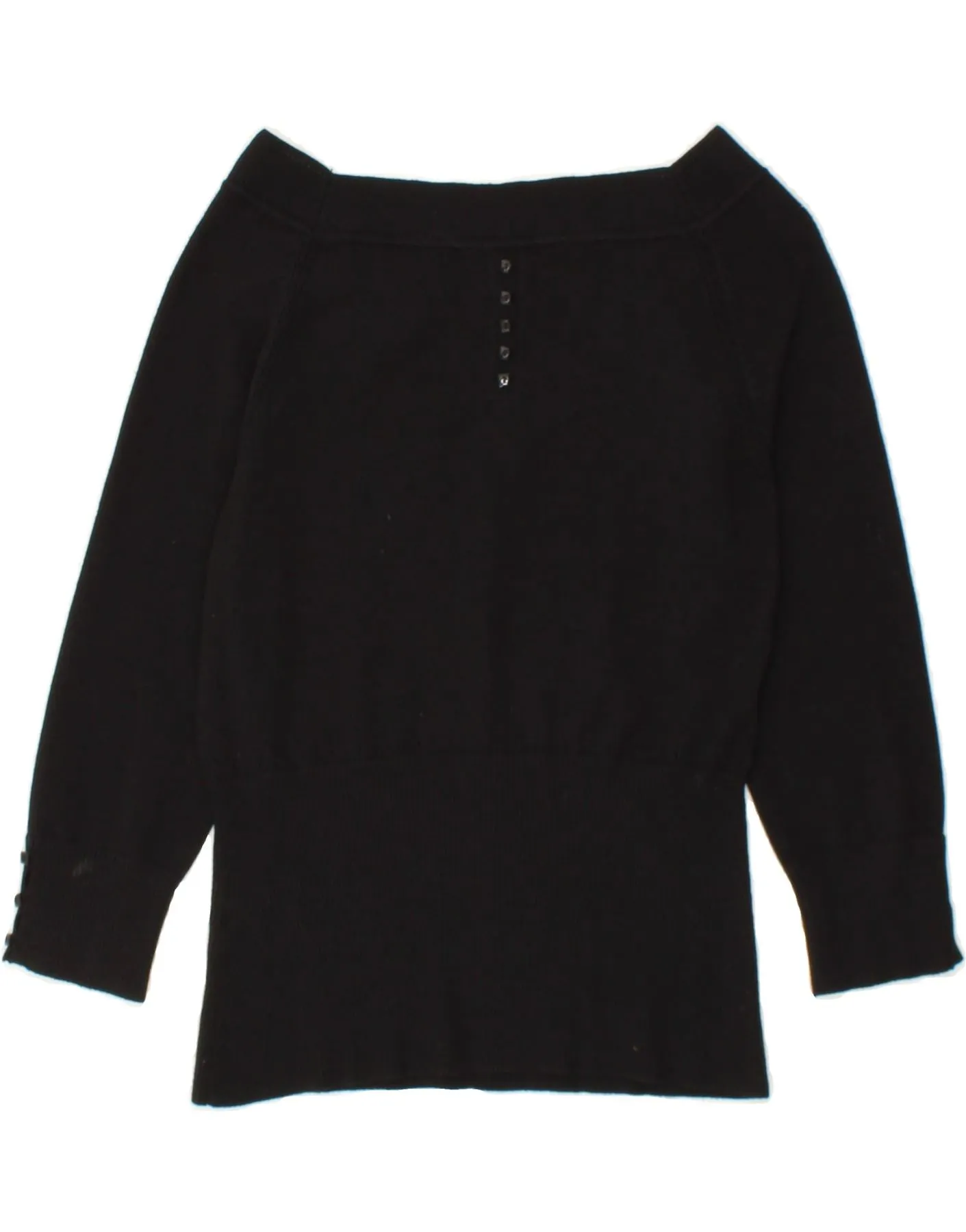 COAST Womens Crop 3/4 Sleeve Boat Neck Jumper Sweater UK 12 Medium Black