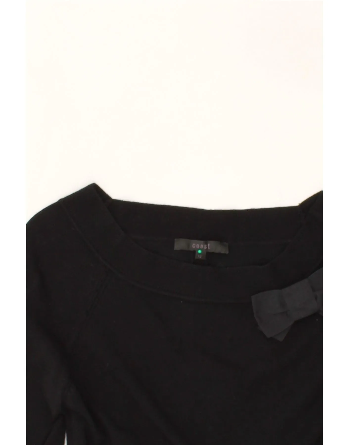 COAST Womens Crop 3/4 Sleeve Boat Neck Jumper Sweater UK 12 Medium Black