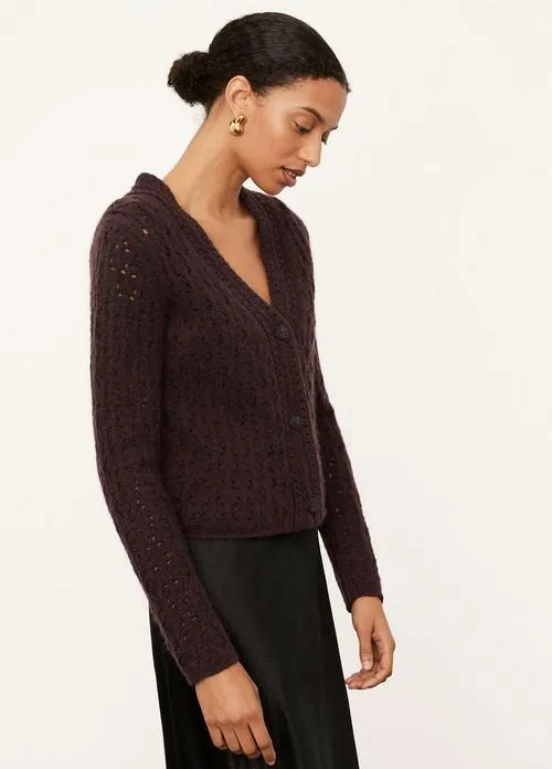 Crochet Cardigan in Plum Wine