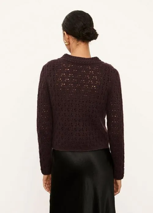 Crochet Cardigan in Plum Wine