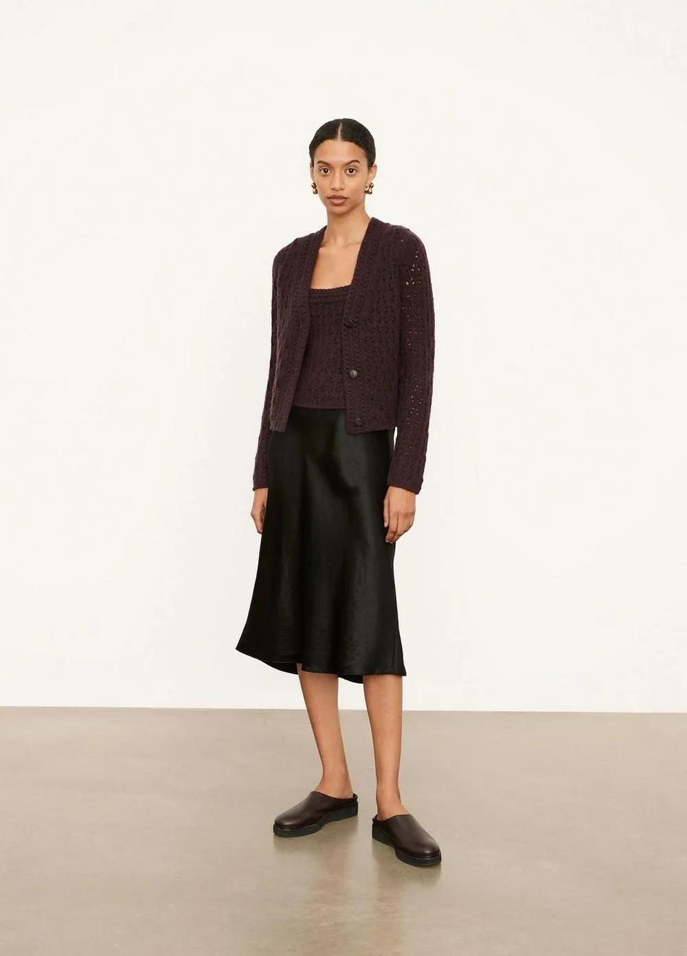 Crochet Cardigan in Plum Wine
