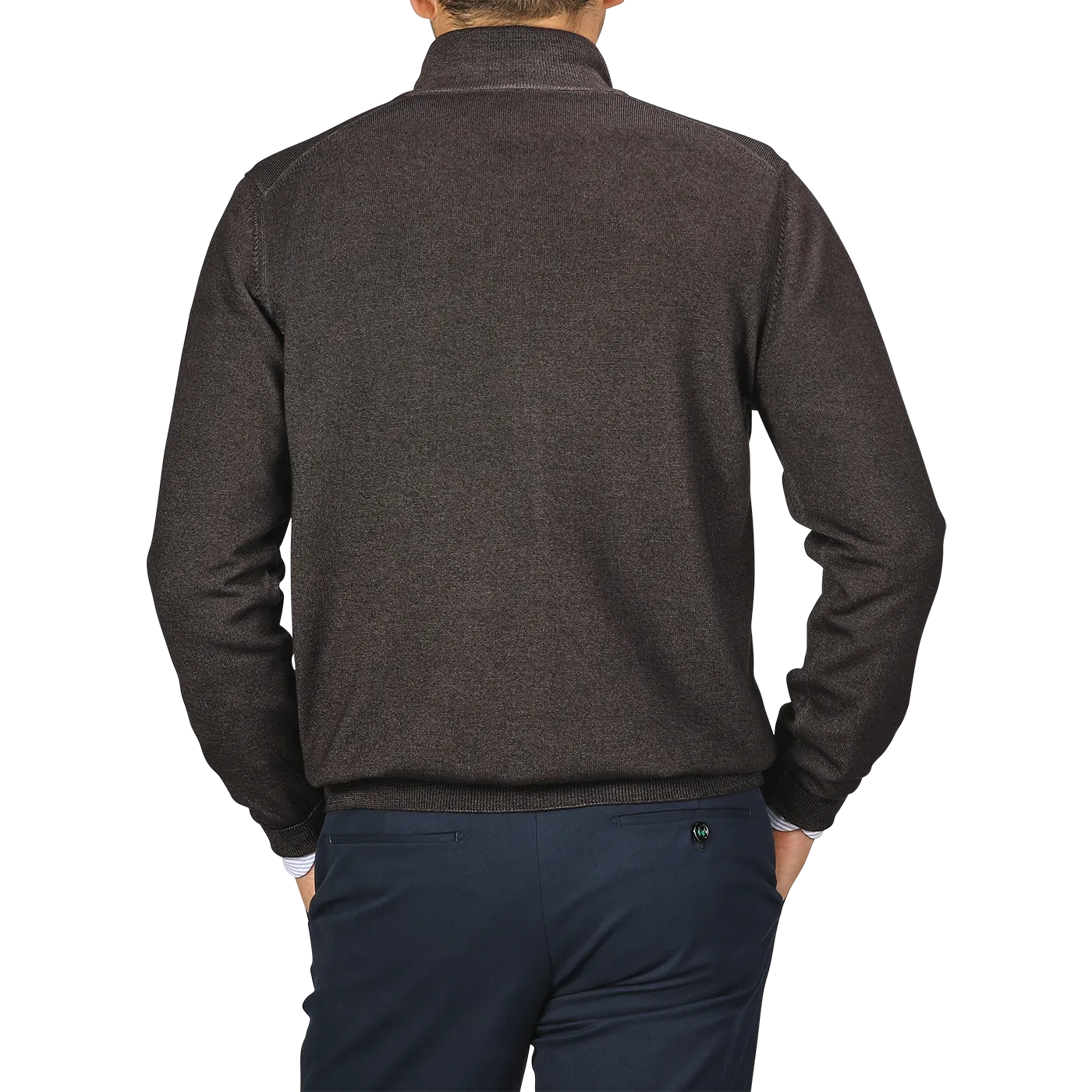 Dark Brown Vintage Merino Zip Cardigan
