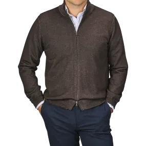 Dark Brown Vintage Merino Zip Cardigan