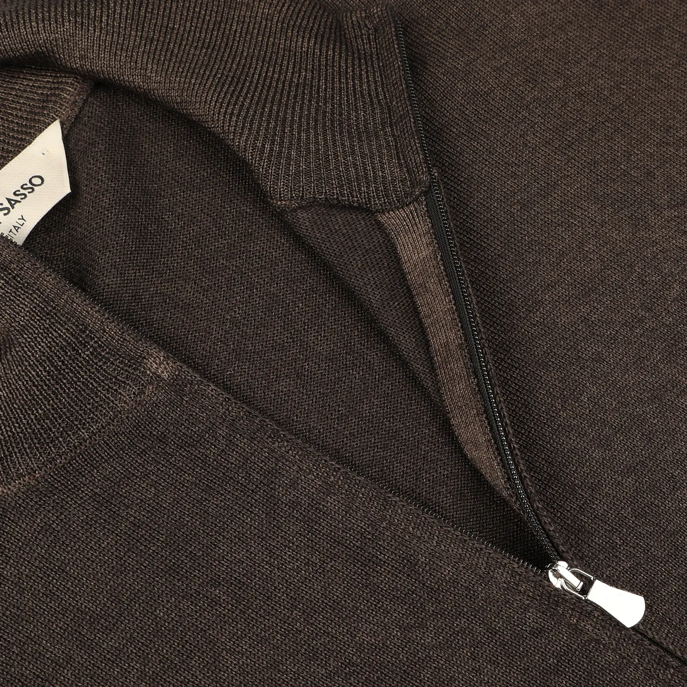 Dark Brown Vintage Merino Zip Cardigan