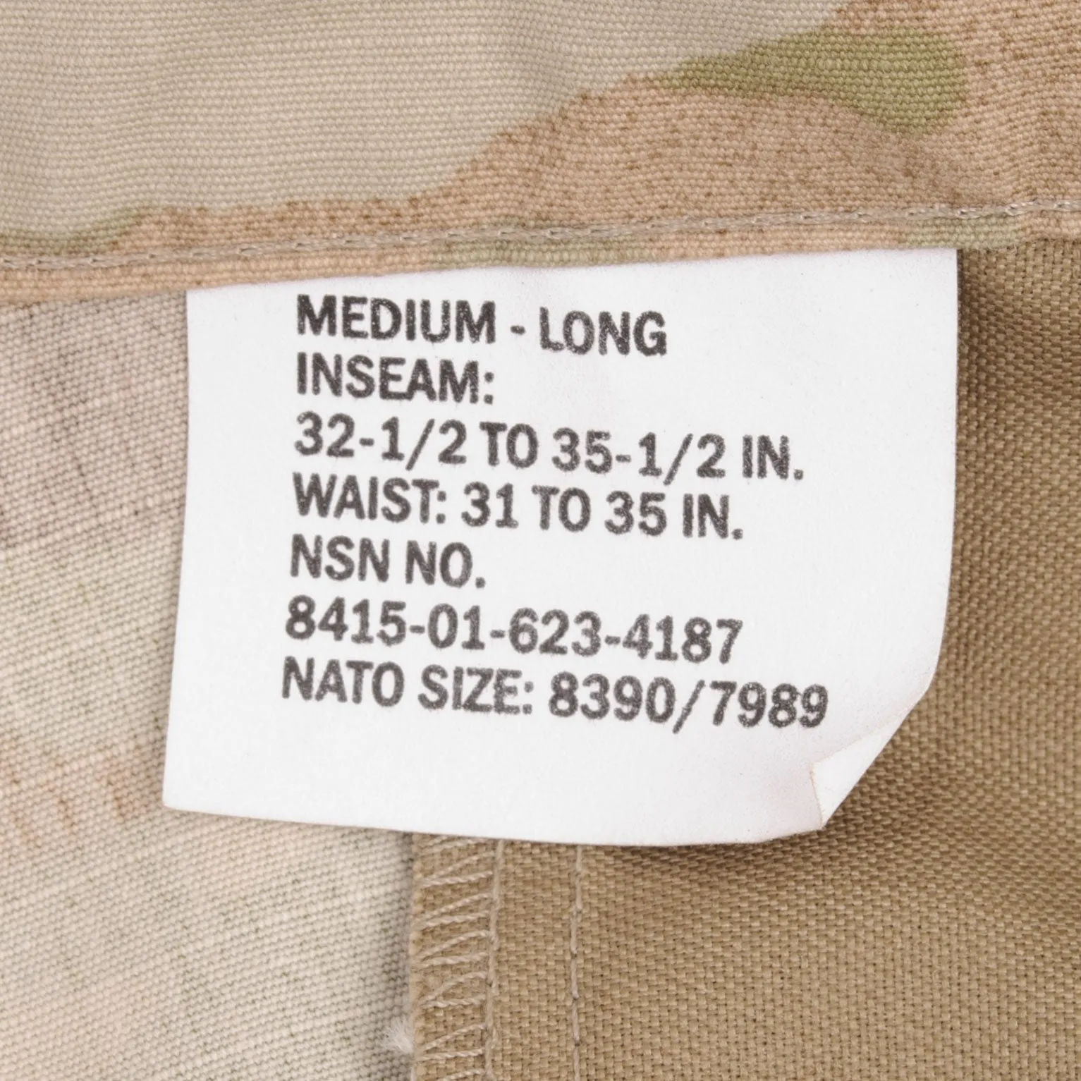 DEADSTOCK US ARMY INSECT SHIELD COMBAT TROUSERS PANTS CAMO MEDIUM LONG NOS
