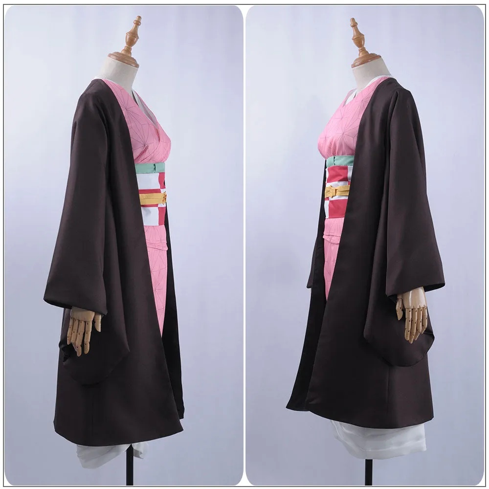 Demon Slayer: Kimetsu no Yaiba Kamado Nezuko Kimono Cosplay Costume for Halloween Carnival