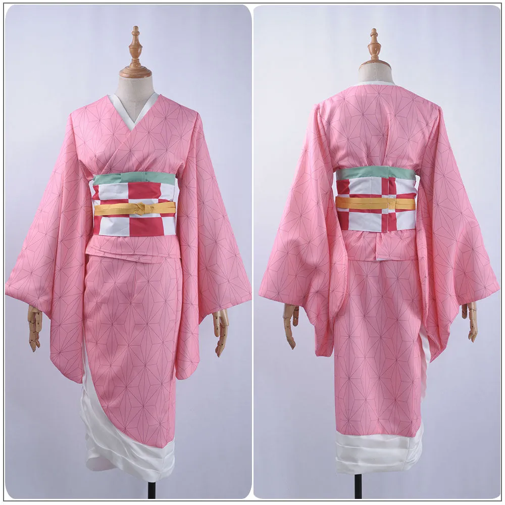Demon Slayer: Kimetsu no Yaiba Kamado Nezuko Kimono Cosplay Costume for Halloween Carnival