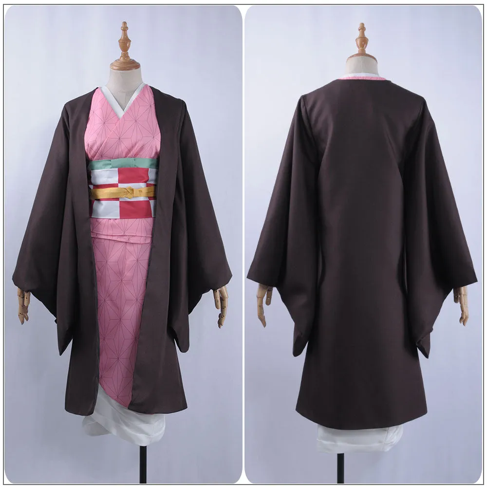 Demon Slayer: Kimetsu no Yaiba Kamado Nezuko Kimono Cosplay Costume for Halloween Carnival