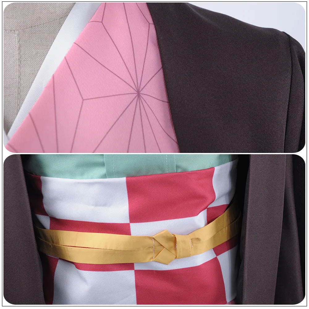 Demon Slayer: Kimetsu no Yaiba Kamado Nezuko Kimono Cosplay Costume for Halloween Carnival