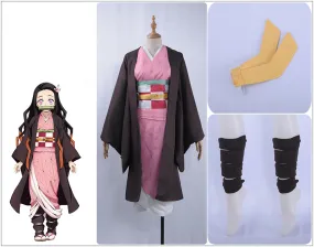 Demon Slayer: Kimetsu no Yaiba Kamado Nezuko Kimono Cosplay Costume for Halloween Carnival