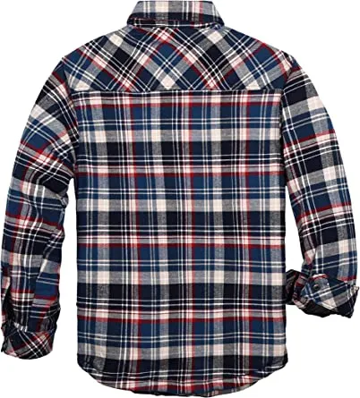 FLANNEL QUILTED SHERPA LINED JACKET (BLUE/RED PLAID #15)