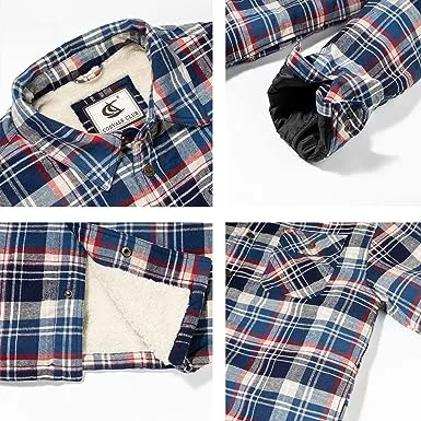 FLANNEL QUILTED SHERPA LINED JACKET (BLUE/RED PLAID #15)