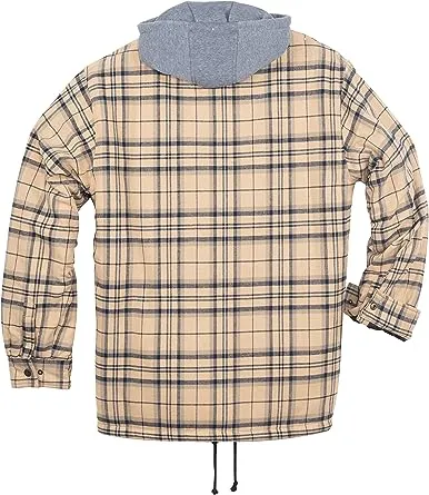 FLANNEL QUILTED SHERPA LINED JACKET/HOODED (KHAKI #5)