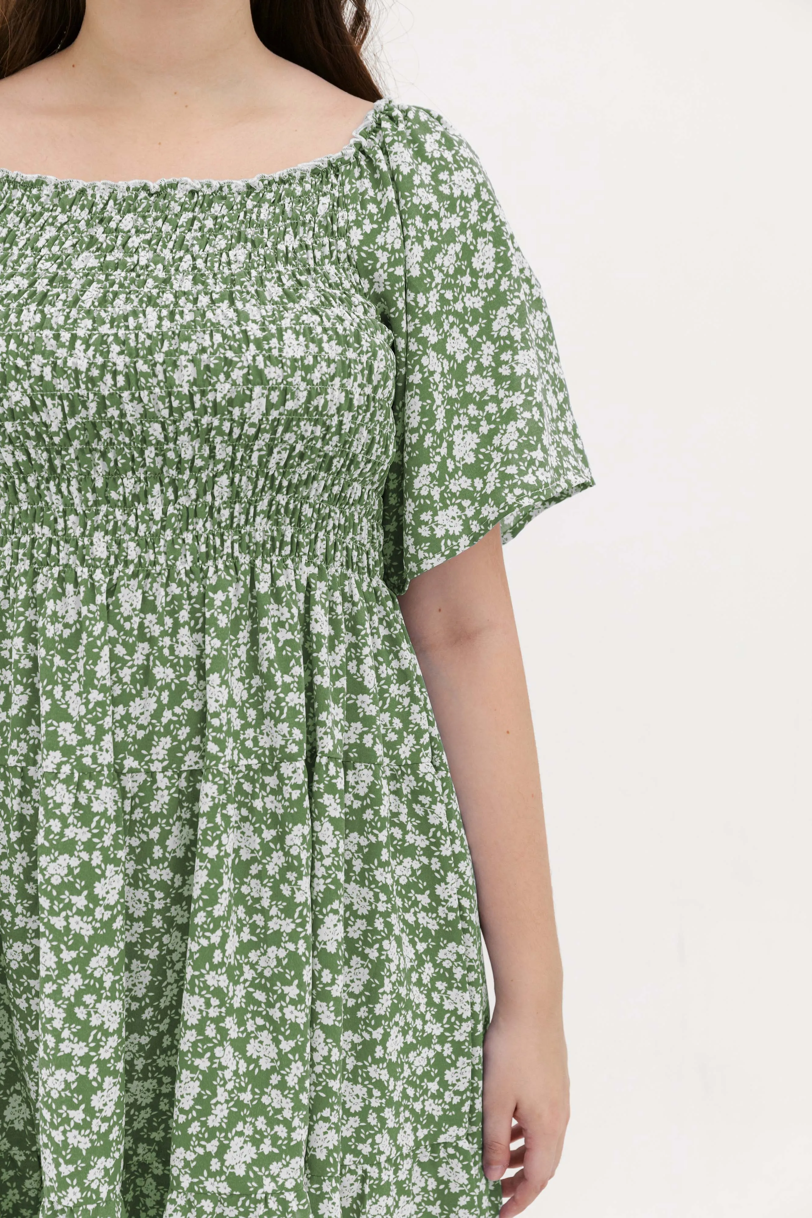 Flora Smocked Maxi Dress In Green