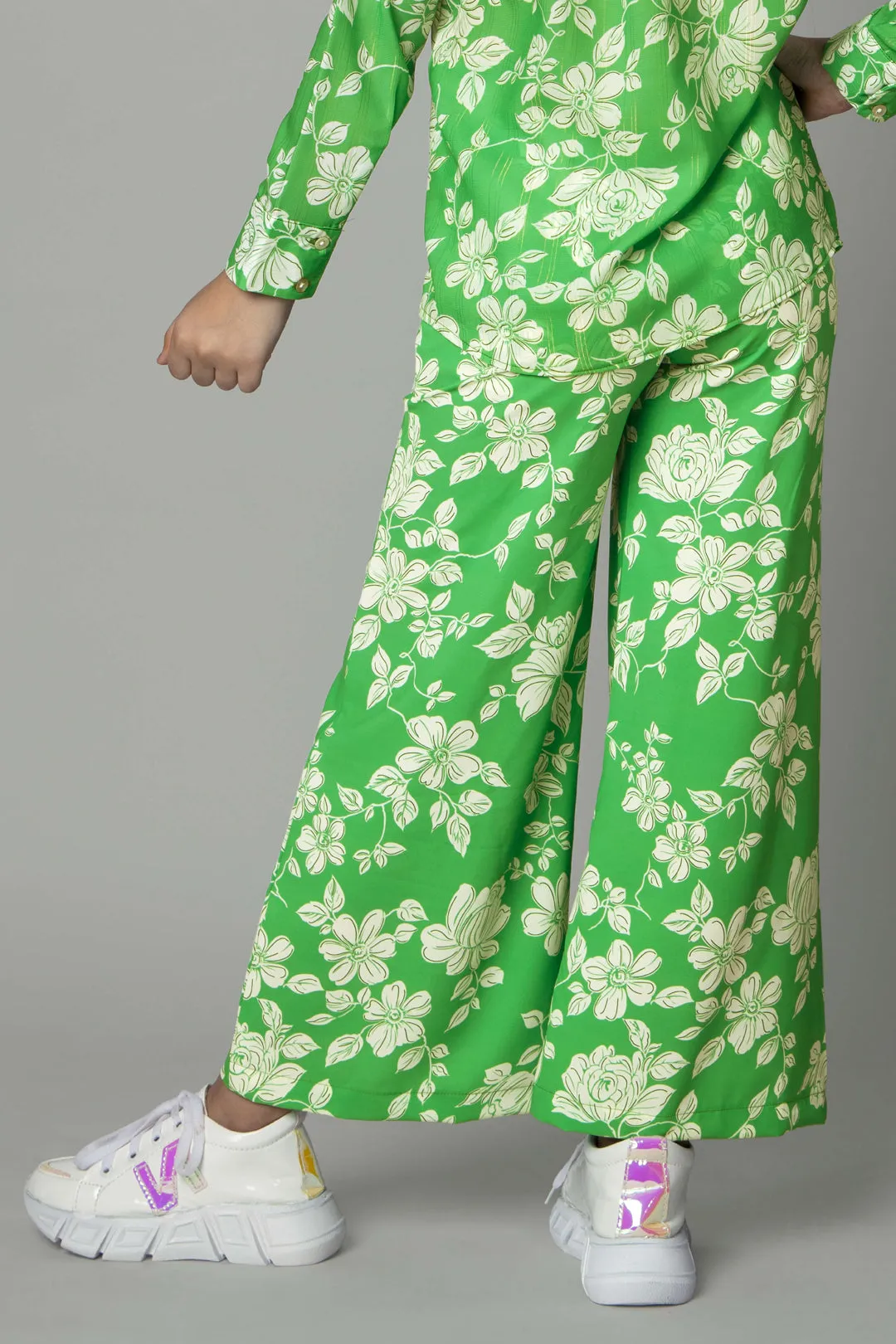 Floral Flared Bottom For Girls