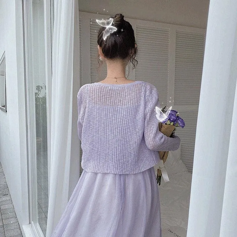 Gently Pastel Mantle    Cardigan Top Kawaii Academia Y2K Cottagecore Coquette Fairycore Dollette Princesscore
