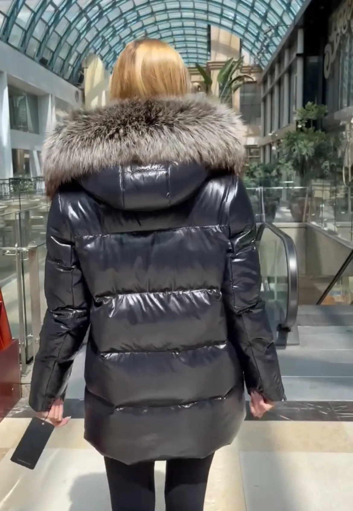 Genuine Silver Fox Premium Down Fill Belted  Jacket