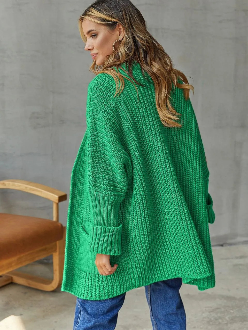 Knitted Slip On Cardigan with Pockets M-XXL