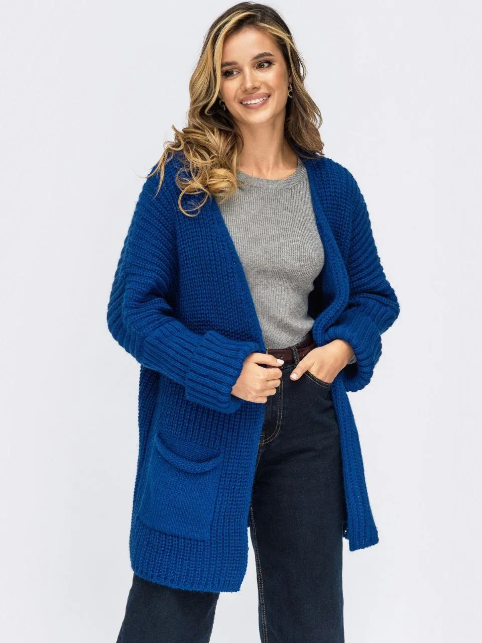 Knitted Slip On Cardigan with Pockets M-XXL
