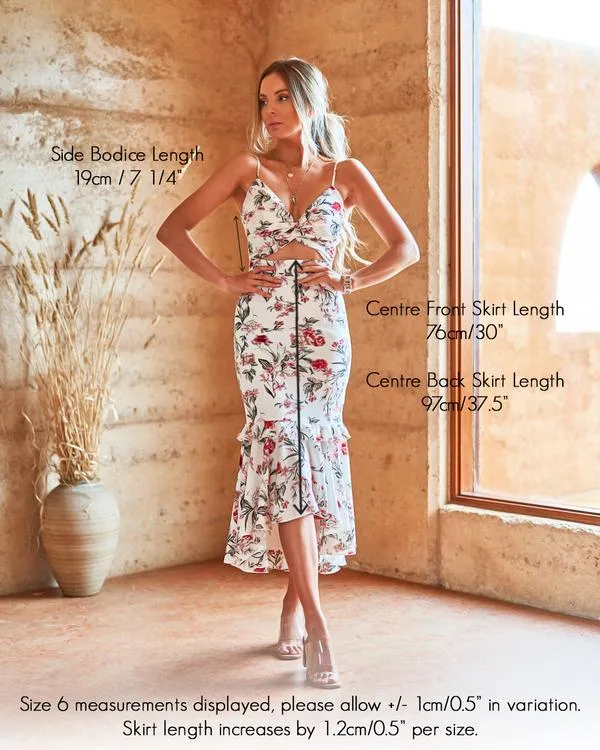 Lyanna Floral Midi Dress - White