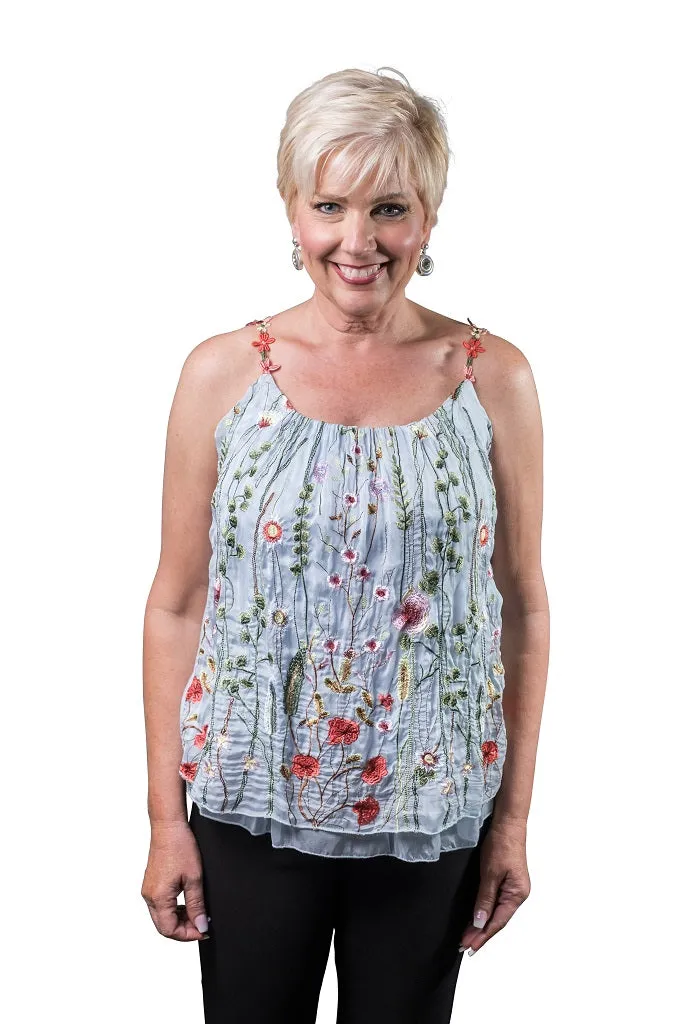 Maria Silk Embroidered Garden Cami (BT202)